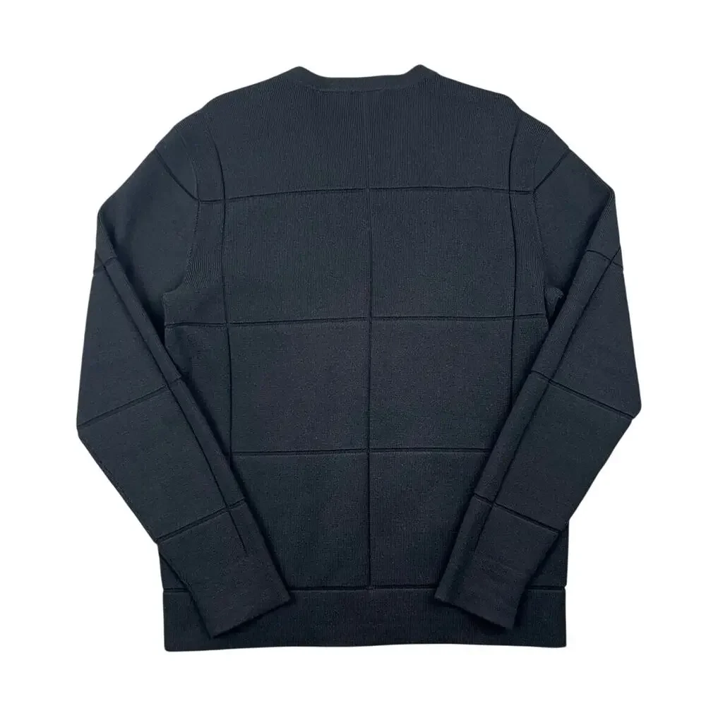 Armani Exchange A|X Black Textured Panel Crewneck Sweater Small